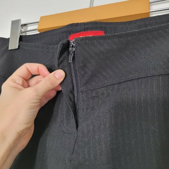 Vintage Liquid Women's 90s Black Flat Front Y2K Striped Flare Leg Pants Size 7 - Picture 4 of 8